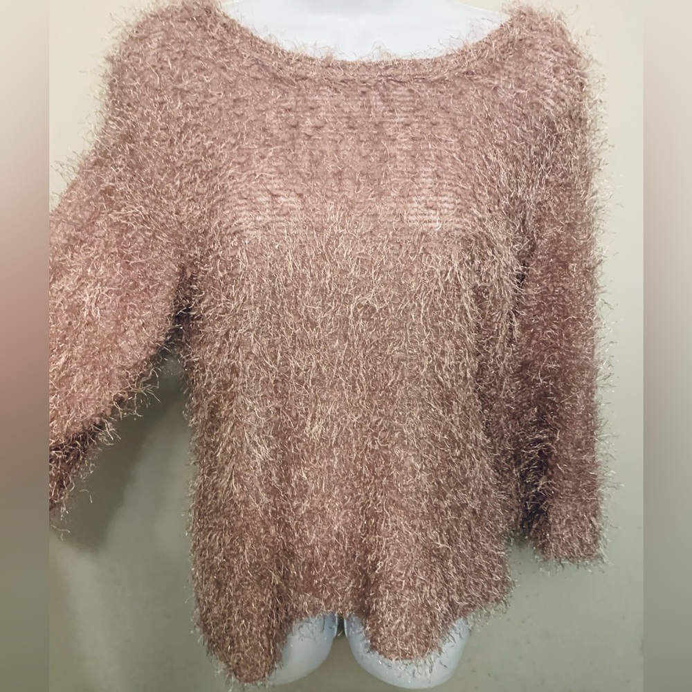 NWOT So It Is 3/4 Sleeve Pink Eyelash Top Sz Large